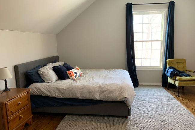 bedroom with sherwin williams crushed ice sw7647