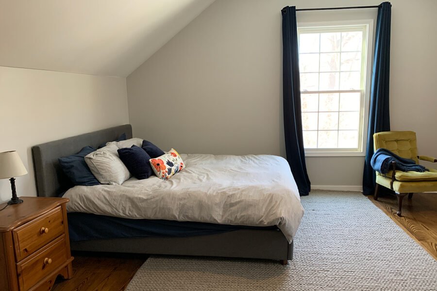bedroom with sherwin williams crushed ice sw7647