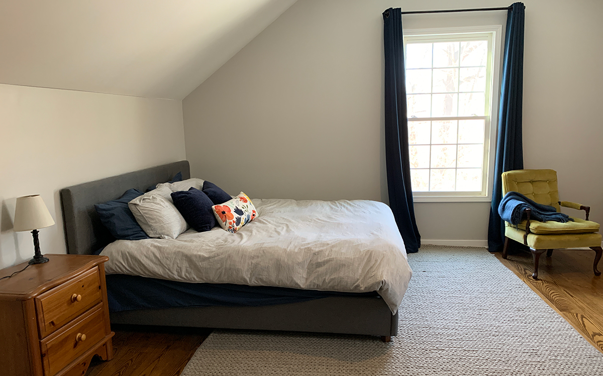 bedroom with sherwin williams crushed ice sw7647